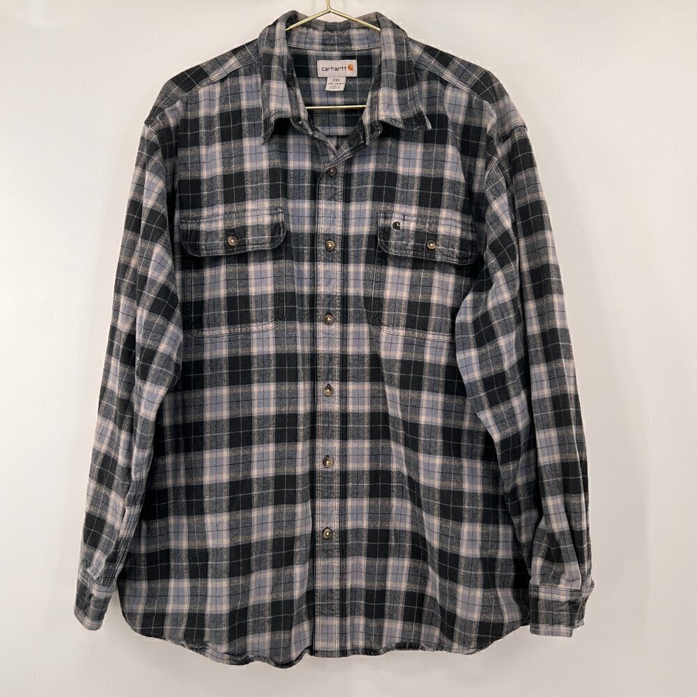 Carhartt Mens Flannel Plaid Long Sleeve Shirt
